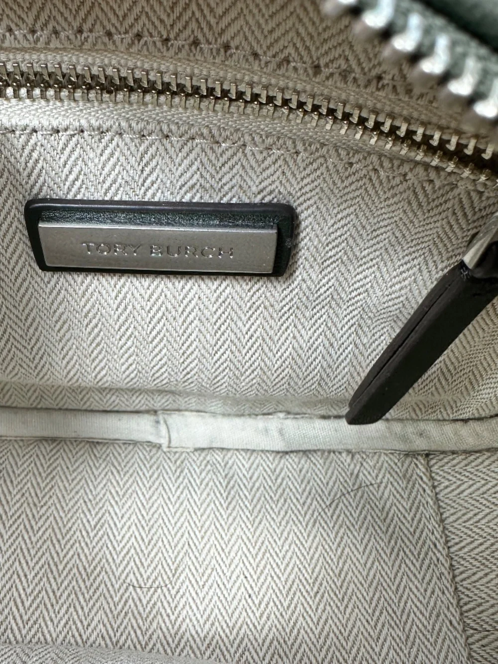 USED Tory Burch Kira Chevron Leather Camera Bag - Small In Green